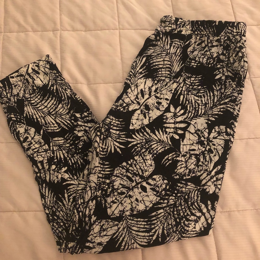 Leaf print joggers